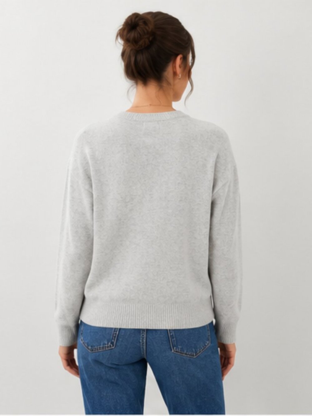 NWT Faherty Jackson Crewneck Sweater M Ice Grey Heather Organic Cotton Women's - Picture 2 of 12